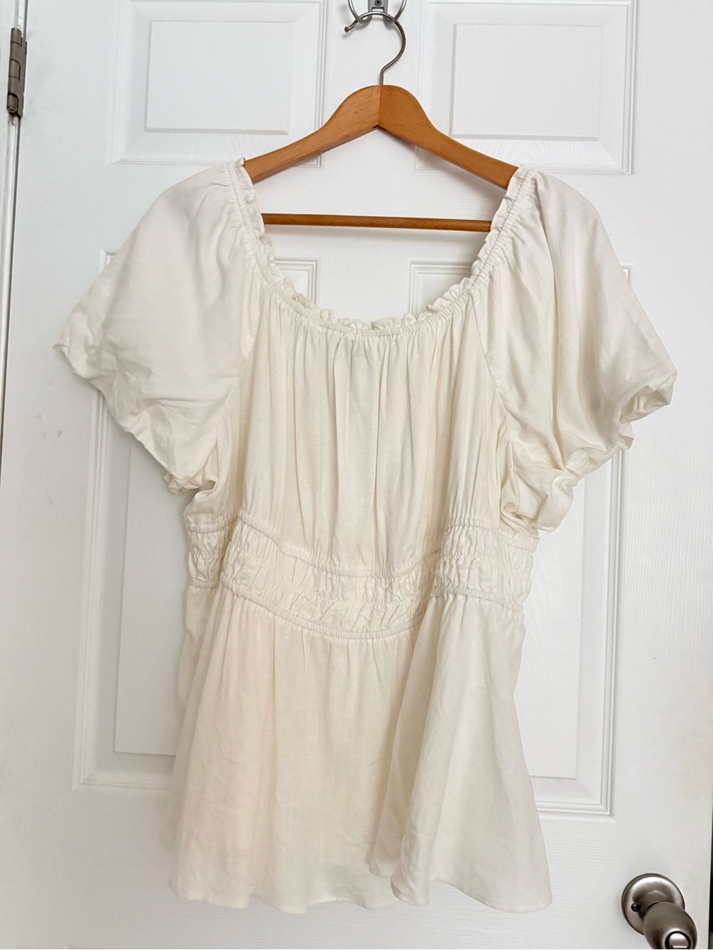torrid Cream Puff Sleeve Smocked Bodice Blouse Peasant Top Sz 4 Cottagecore Boho